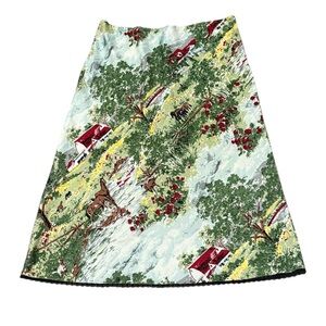 Gap Vintage Countryside Print Silk Slip Skirt Sz 4
